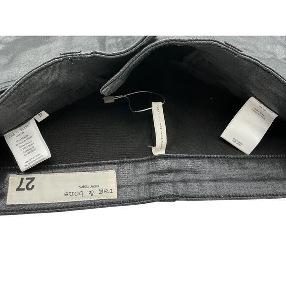 Rag & Bone 'Casey' Black Cotton High Rise Ankle Flare Denim Jean Size 27 - Picture 4 of 4